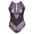 Cottelli Plus Size - floral bodysuit (black-purple)