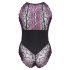 Cottelli Plus Size - Floral Bodysuit (Black-Purple) 