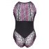 Cottelli Plus Size - floral bodysuit (black-purple) - 2XL