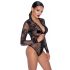 Black Sheer Long-Sleeve Bodysuit  - M