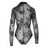 Black Sheer Long-Sleeve Bodysuit  - XL