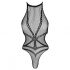 NO:XQSE - Cross Pattern Fishnet Bodysuit - Black (S-L) 