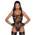 Noir - Transparent Floral Bodysuit (Black)