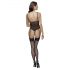 Cottelli - Lace Open-Back Black Bodysuit with Garter - L