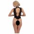 Abierta Fina - Lace, Open Bodysuit with Rhinestones (Black) 