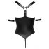 Cottelli Bondage - Shiny Black Open-Front Ringed Bodysuit - L