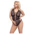 Cottelli Curves Plus Size - Sheer Patterned Bodysuit (Black) 