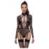 Cottelli - Sheer Black Strappy Bodysuit with Plunge Neckline