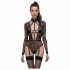 Cottelli - Transparent, Low-Cut Strappy Bodysuit (Black)  - M