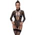 Cottelli - Transparent, Low-Cut Strappy Bodysuit (Black)  - M