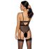 Cottelli - Open Strappy Bodysuit with Garter (Black) 