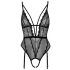 Cottelli - Open Strappy Bodysuit with Garter (Black) 