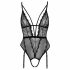 Cottelli - Open Strappy Bodysuit with Garter (Black) 