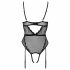 Cottelli - Open Strappy Bodysuit with Garter (Black) 