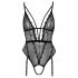 Cottelli - Open Strappy Bodysuit with Garter (Black)  - XL