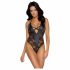 Cottelli Party - Flower Pattern Bodysuit (Black)  - M