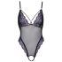 Cottelli - Embroidered Open Lace Bodysuit (Black-Purple) 