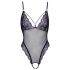 Cottelli - Embroidered Open Lace Bodysuit (Black-Purple) 