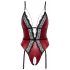 Abierta Fina - Open Garter Bodysuit (Black-Red) 