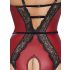 Abierta Fina - Open Bodysuit with Garter Belt (Black-Red) - M