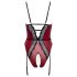 Abierta Fina - Open Bodysuit with Garter Belt (Black-Red) - XL