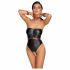 Cottelli Bondage - Glossy Bodysuit with Arm Restraints (Black-Red)  - M