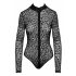 Noir - Leopard Print Long Sleeve Bodysuit (Black) 