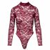 Cottelli - Transparent Lace Bodysuit (Burgundy) - M