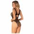 Sheer Open Bodysuit (Black) - S-L 