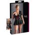 Cottelli Plus Size - Shiny Black Dress with Red Corset