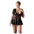 Cottelli Plus Size - Shiny Black Dress with Red Corset