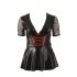 Cottelli Plus Size - Shiny Dress with Red Lace (Black) 