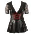 Cottelli Plus Size - Shiny Black Dress with Red Corset