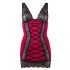 Cottelli - Exclusive Lace-up Lace Dress (Red-Black)  - M