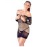 Mandy Mystery - Fishnet Tube Dress with Belt Décor and Thong - Black (S-L)