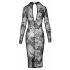 Noir - Sheer Floral Long Sleeve Dress (Black) 