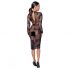 Noir - Sheer Floral Long Sleeve Dress (Black)  - M