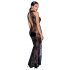 Noir - Transparent, Floral Long Dress (Black) 