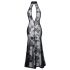 Noir - Transparent, Floral Long Dress (Black) 