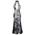 Noir - Transparent, Floral Long Dress (Black) 