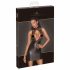 Noir - Transparent Top Shiny Mini Dress (Black) 