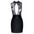 Noir - Transparent Top Shiny Mini Dress (Black)  - M