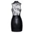 Noir - Transparent Top Shiny Mini Dress (Black)  - M