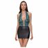 Cottelli - Lace-Up, Shiny Dress (Black-Green)