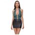 Cottelli - Lace-Up Shiny Dress (Black-Green) - M