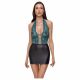 Cottelli - Lace-Up, Shiny Dress (Black-Green) - M