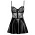 Noir - Shiny Dress with Lace Top (Black)