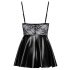 Noir - Shiny Dress with Lace Top (Black)