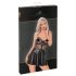 Noir - Shiny Dress with Lace Top (Black) - M