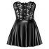 Noir - Lace Top Shiny Mini Dress (Black) 